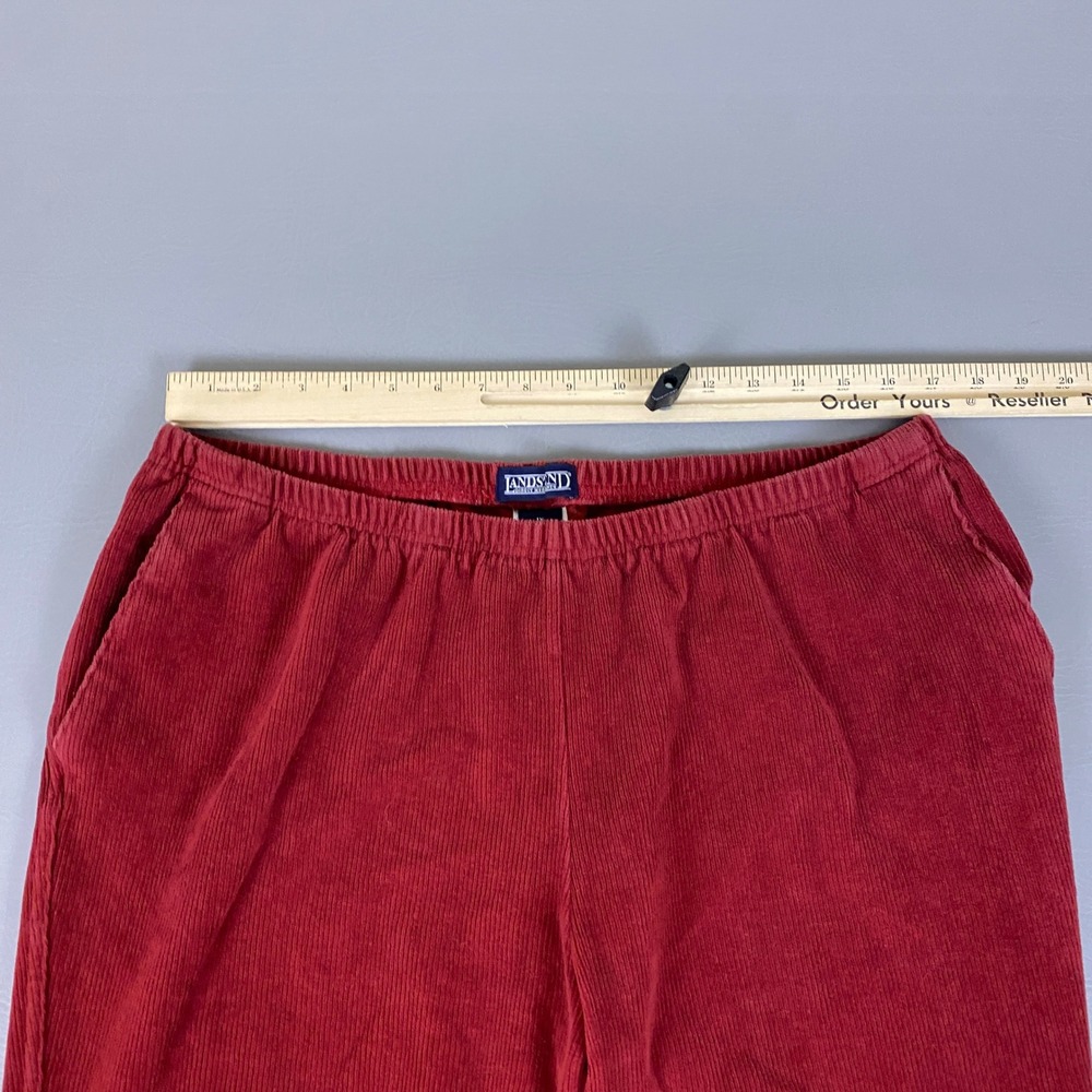 Lands End Red Corduroy Pull On Pants Womens 1X 16W-18W Petite Stretch Straight - Picture 4 of 11